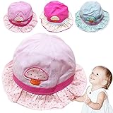AStorePlus Kids刺繍夏つばバイザー太陽保護伸縮性コットンバケット帽子キャップfor Toddlers Baby Girls、ピンク、フューシャ、スカイブルー、ライトピンク カラー: ピン