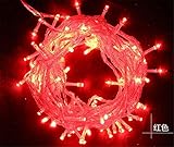 LUCKY CLOVER-A ライト10メートルの屋外の防水ハロウィンの光が輝く装飾的な照明10メートルの点滅ライトを点滅する8種類の点滅パターン、赤