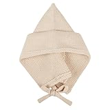 【ノーブランド品】ベビー キッズ とんがりニットキャップ あご紐付き ベージュ