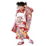 「赤地に牡丹と鈴/被布：白ぼかし」 オリジナルブランド ブリリアントピース 七五三 3歳向け 着物 セット