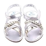 Voberry? Baby Infant Girls Summer Prewalker Bronze Anti-Slip Crib Flat Sandals (0~6 Month Silver) [並