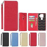 Eastwave AQUOS Sense 4 Plus ケース sense4 plus ケース 手帳型 aquos sense 4plus case 財布型 カバー ストラップ付き PU皮革 明るい色 内蔵マグネット 携帯カバー カードポケット スタンド機能 便利 レッド