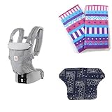 【セット買い】 Ergobaby エルゴベビー 抱っこひも ADAPTベビーキャリア パールグレー + BABYHOPPERリバーシブル・ベルトカバー ピンクボーダー + BABYHOPPER ADA