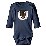 Sasa85 目 元気 イラスト 長袖ボディースーツ ベビー服 連帯服 幼児 面白い ライトブルー 6 M