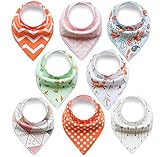 ROKE 8枚セット よだれかけ　ベビー　赤ちゃん　綿100％　かわいい　ビブ　２層タイプ　カラフル　三角巾　出産祝い　誕生日　キッズ　女の子　男の子 プレゼント