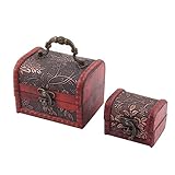 uxcell 収納ボックス ジュエリーボックスオーガナイザー ストレージボックス ビンテージスタイル 金属 2個入り