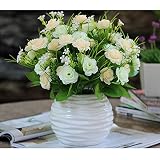 Linyuan 安定した品質 Artificial Flowers 造花 45 Head Rose Bush with Buds+Vases for Indoor Decoration