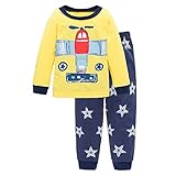 hooyi 男の子子供パジャマコットンカジュアルスーツイエロー色のプレーンのナイトウェア (95（3嵗）)