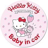 ハローキティ マグネットステッカー スタンダードデザイン【BABY IN CAR】BABY丸型15cm