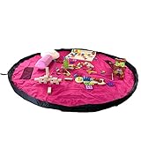兰灵150 Cm / 60インチの直径でポータブルキッズおもちゃ収納バッグ遊びマットおもちゃオーガナイザーラグボックス - 特大多目的子供フロアのアクティビティマットフォールドポータブルバッグ簡単なお