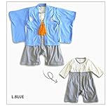 袴 ロンパース 袴　カバーオール はかま フォーマル 男の子 ブラック/ブルー 紋付き お正月 七五三 節句 百日祝い 出産祝い 誕生日 パーティー 結婚式 きもの風ロンパース 70cm/80cm/9