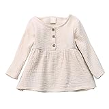 女の子 長袖 ワンピース チュニック 子供服 ベビー服 シンプル 無地 通園 通学 キッズ ガールズ ドレス 春 夏 秋 （ベージュ，70） Gaorui（ガオルイ）