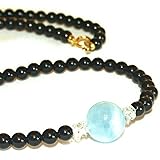 theory xyz アクアマリン ネックレス オニキス ベース k18引き輪プレート(日本製)刻印入