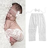 ベビーパンツヘッドバンド新生児ロングレギンスリボン付きヘアバンド服装レースソフト