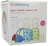 Lifefactory 4-Ounce BPA-Free Glass Baby Bottle and Protective Silicone Sleeve Starter Set, Spring/Sk