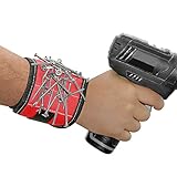 SOONHUA 磁気リストバンド 5本アームバンド 強力マグネット付き 調節可能 ネジ/ボルト/ウィジェット/ツール用　両色に選択 (レット)