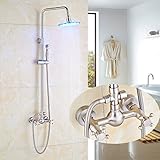 Rozinバスルーム2ノブ混合LEDライト8インチ雨シャワーwithハンドヘルドスプレーセットつや消しニッケル