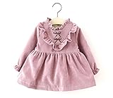 Honey baby 子供服 ベビドレス キッズワンピース フリル 女児 ガールズ ワンピース チュニック長袖 女の子 裏起毛 お正月 保温 防寒 可愛い 入園式 卒園式 生産お祝い プレゼント (9