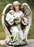 Josephs Studio Garden Statue 63650 Guardian Angel Kneeling and Holding a Baby 17 inches tall [並行輸入品]