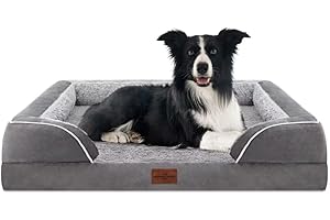 Comfort Expression Waterproof Orthopedic Dog Bed Foam Dog Couch Dog Beds for Large Dogs Durable Dog Sofa The Comfy Pet Bed Removable Washable Cover Non-Slip Bottom Portable Large Dog Beds