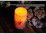 WAYCOM キャンドル led ライト　本物の蝋燭炎のように揺らぐ癒しの灯り　温かなロマンチックなインテリアキャンドルライト　無煙蝋燭　電池式　結婚式 屋外 夕飯飾り 牡丹柄 (Lサイズ)