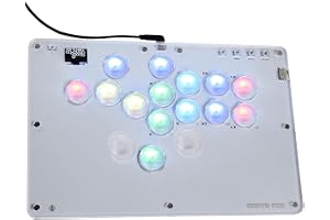 Haute42 レバーレス アケコン T16 PROホワイト レバーレスコントローラー ｜EVO大会対応・膝置き可｜ 静音強化/絶妙押し心地 無遅延 格ゲー向け For PC Switch2 Switch PS4 PS3 RGB LED ホットスワッ