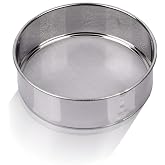 Fine Mesh Flour Sifter and Sieve Strainer for Baking, 60 Mesh Stainless Steel with 6-Inch Diameter and Bonus Scraper - Damail