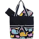 Beautiful Whale Sea Print Quilted 3pc set Diaper Bag by NGIL [並行輸入品]