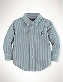 ラルフローレン [男の子9～24か月]ポロラルフローレンストライプラルフマーク長袖シャツ〔グリーン〕並行輸入品