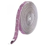 ラインストーンテープ 自粘着 キラキラ デコシール 幅9mm 4列 バイオレット 長さ90cm DIY用 多列 幅4.5mm〜18mm NANDELMO ND-0180-R04-VL-9mm-4L