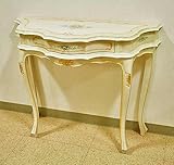 イタリア製 ブロジャート社 クラシック家具 コンソール ネコ脚 アンティークホワイト クラックレ仕上げ [幅87×奥行35×高73.5cm] Brogiato サイドテーブル 花台 白家具 木製