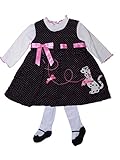 Blueberi Infant Girls 3 pcコーデュロイダルメシアン犬ジャンパーシャツタイツ US サイズ: 24 Months カラー: ブラック