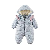 Baby Nest ベビー服 長袖カバーオール ロンパース ダウンコート フード付き 女の子 保温 防寒 秋冬用 ブルー 3-6M
