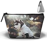 ストレージポータブルバッグコスメティックポーチ子犬ハスキー大容量Make Up Purse Medicine台形Toiletry Bags