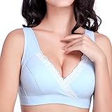 「UTOVME」授乳ブラ★ スリム ノンワイヤー★骨盤ベルト・トコちゃんベルト/授乳服/産前産後ブラ/産後ママ/敏感肌に/授乳インナー/妊婦ブラ/ダイエット クロスタイプ（水色）