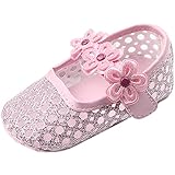 (カエルフロッグ) 女の子のシューズ　女児 　可愛い　プリンセスシューズ　透かし雕り　きれい　花柄　靴　赤ちゃん 　キッズ　 柔らかい　パワーネット　マジックテープ 付き靴　ピンク　6-12ヶ月に対応