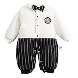 Youchan（ヨウチャン）赤ちゃん 新生児 キッズ 子供服 長袖 蝶ネクタイ ストライプ おしゃれなロンパース カバーオール ボディオール 出産祝い かわいい お出かけ 80cm 90cm 春 秋 