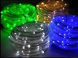 ソーラーLEDチューブ 夜間になると自動点灯する LED100個搭載で 長さ8mの ロングケーブル エクステリア 防犯◆E-L-CHU-GR