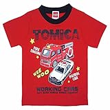 トミカ 半袖Tシャツ 子供 パトカー 消防車 ミキサー車 はたらくくるま TOMICA コスパ fo-ht05 95 レッド