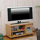 キャスター付き 木製 テレビ台 ロータイプ テレビボード テレビラック ディスプレイ収納付き ナチュラル