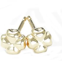 Amazon.co.jp: K18 4つ葉 クローバー ピアス 18金 地金ピアス