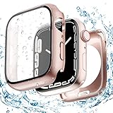 【2024強化版】ELYBYYLE for Apple Watch ケース 45mm 41mm 防水ケース 360度全面防水 バンド 水泳・スポーツ専用 ガラスフィルム 一体型 apple watch 用 カバー 360フルボディ防水 アップルウォッチ ケース Apple Watch 9/8/7 41mm対応 ローズゴールド