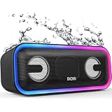 DOSS SoundBox Pro+ Bluetoothスピーカー 24W 重低音 ワイヤレス ポータブル 小型 ブルートゥース スピーカー【15時間再生/ワイヤレスステレオ対応/ライティング機能/IPX6 防水/マイク内蔵/Aux-in/TFカード対応/お風呂 アオトドア適用】(ブラック)