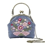 (ADOSSY) 刺繍バッグキット 刺繍キット 初心者 セット 花 がま口 バッグ 手作り DIY 2way (A)