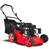 HAIGE エンジン 芝刈機 芝刈り機 4サイクル 3.5馬力 手押し式 刈り幅390mm 刈高10段調整 HAIGE HG-ESN158T　レッド