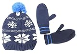 Carter 's男の子サイズ2t-4t冬帽子&ミトン3点セット、ブルー/ホワイト