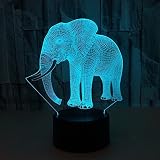 子供用ナイトライト、3d象Illusionタッチコントロールスイッチ電池式7色キッズ子供子供用部屋ホテルパーティーインテリアデスク照明tueselesoleil