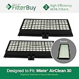 2 - Miele Active AirClean 30 HEPA Filters, Part AAC30 & SFAA30. Designed by FilterBuy to fit Miele m