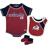 Colorado Avalanche Burgundy新生児クリーパー、よだれかけ、and Bootie Set レッド