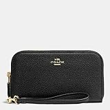 Coach財布 53908 Double Accordion Zip Black Pebble Leather Large Wallet [並行輸入品]